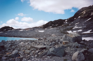 View of the rim, trail side of Wedgemount Lake 2000-07.