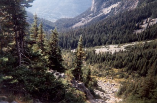 Looking back down the trail to Wedgemount 1998-09.