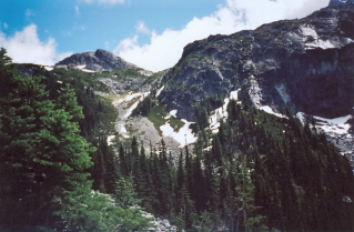 Looking up the trail to Wedgemount 2000-07.