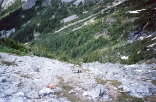 Looking back down the trail on final leg to Wedgemount-2000-07.
