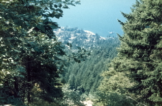 View of Howe Sound from partway up the Binkert (Lions) Trail 1986-08.