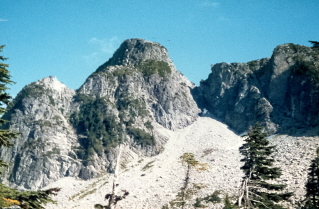 View of Lions Summit in the distance, Binkert (Lions) Trail 1986-08.
