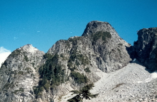 Closer view of Lions Summit in the distance, Binkert (Lions) Trail 1986-08.